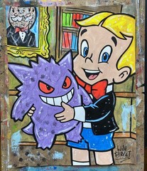 WILL STREET original painting 11×14/ richie rich gengar pokemon Picasso banksy