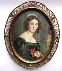 Signed Antique Miniature Portrait of Anna Hillmayer