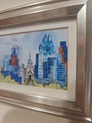 ACEO Style Water Color Framed Minature Art Downtown Austin By Connie Adcock