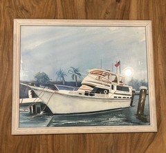 Original Watercolor Boat Harbor Scene Signed Shirley Talmadge Framed 22×18