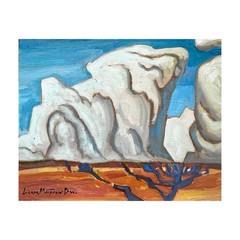 Original Landscape Painting Oil Western Canyon Clouds Signed 8×10