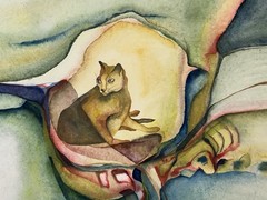 VINTAGE 1979 ABSTRACT MODERNISM EXPRESSIONISM SURREALISM SIAMESE CAT SIGNED