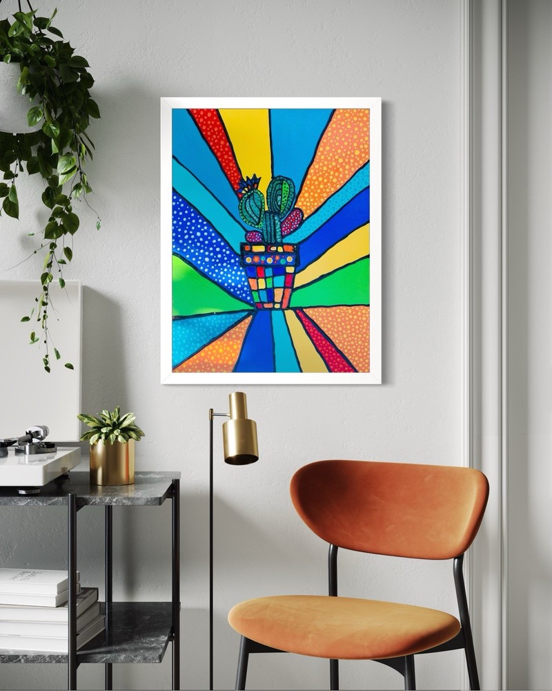Original Desert Rainbow Painting 24” x 18” Framed