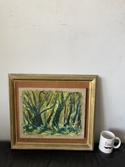 VINTAGE MODERN ABSTRACT OIL PAINTING WALL SCULPTURE MODERNISM ART LEWIS 1964