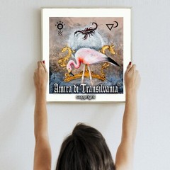 Pink Flamingo Rose Bird Scorpion Aqua Water Animal Contemporary Famous Artist