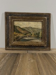 1920s Japanese Antique Pre-War Landscape Oil Painting by Hamada Shigemitsu 浜田葆光