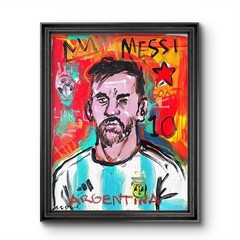 Aleph Hand Painted 11×14 Messi Pop Art Canvas Living Room Wall Decor