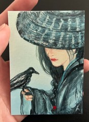 ACEO PRINT of Acrylic Painting Crow Maiden Original Art – Chelle