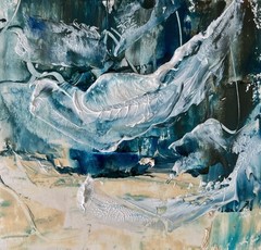 Bar Harbor Atlantic Ocean Abstract Oil Painting Set of 6 Modern Coastal Artwork