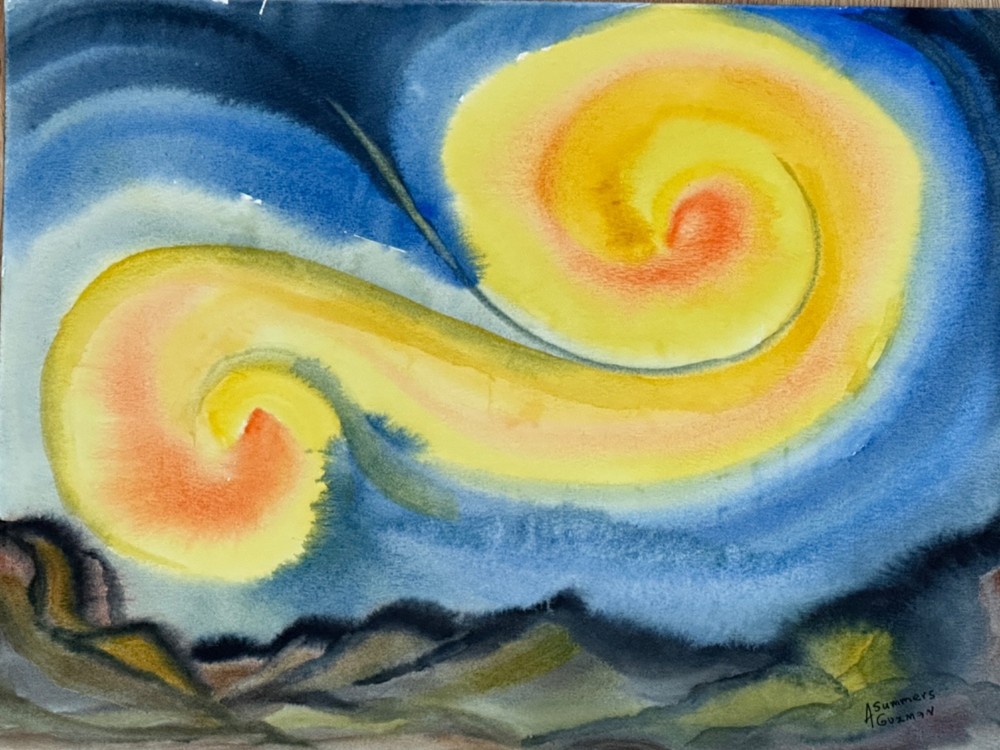 ALICE GUZMAN ORIGINAL WATERCOLOR PAINTING 11″ X 15″ NEW MEXICO ARTIST 1980’S