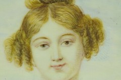 Hand paint miniature portrait in sterling silver frame, 1860’s, “Marie de Coisac