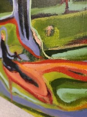 Mexican Abstract Art Work Original on Wood Signed by Rocha 2001 Size 15×17 inch