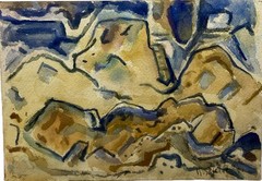 Bror Julius Nordfeldt; 20thC. Watercolor Sketch Southwestern Landscape Signed