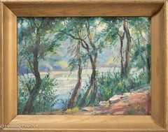 Stunning Vintage Impressionist Oil Painting River Landscape with Trees, FINE!
