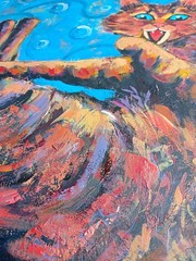 Original Cat Painting Acrylic on Canvas 16×20 Funny Animal Pop Art Pet Portrait