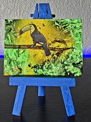 Aceo Original Mixed Media Painting, A Toco Toucan