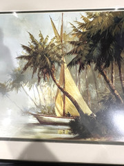 Art Fronckowiak Signed Leaving Out Giclee Sailboat Tropical Coastal Painting MCM