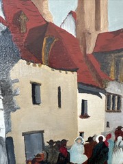 19th Century French Village Painting 21 X 25