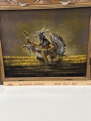 Black Velvet Painting Of Native American Indian Artist Ernesto Sanchez Framed