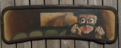 OOAK Folk Art Painting Mounted In Original 1928 Dodge Wayfarer Windshield Frame
