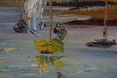 Audrey Dean Oil Painting c1970s Yachts on a Lake British West Country School