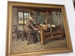 Frederick Porter Vinton Oil/Canvas Woman Weaving Late 1800’s