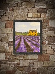 Original Lavender Field Painting Country Farm Landscape 11×14 Acrylic Canvas