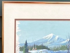 Winter Teepees by Stream Western Gouache on Artboard 14”x17”, Unsigned