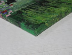 Original painting on 18×24 In. canvas featuring black cats in a flower garden