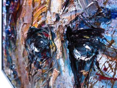 BUY FRAMED ORIGINAL OIL PAINTING LARGE█ART█POP█COOL FOLK ABSTRACT RAIN MAN