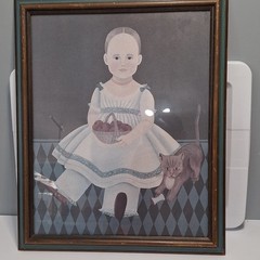 Antique American Folk Art By Arlene Strader ~ Betsy With Red Shoes ~Framed Print