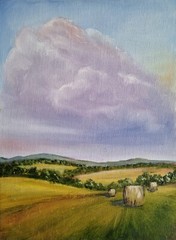 Original oil painting Landscape artwork Tuscany countryside