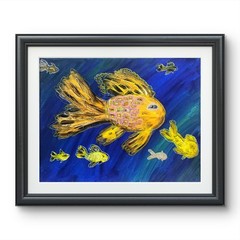 Golden Fish Fantail Original Acrylic Painting 11×14 Underwater Fantasy Ocean Art