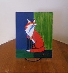 Original Fox Abstract Painting 8×10 Animal Wildlife Modern Wall Art