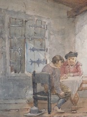 Vintage Watercolor Painting on Board Signed Jan Ten Kate 22×15
