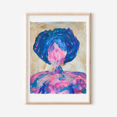 ABSTRACT FIGURATIVE WOMAN PORTRAIT 11x14HANDMADE SIGNED COLORFUL ART PAINTING