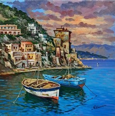 CETARA PAINTING ITALY AMALFI COAST CANVAS ORIGINAL by SOMMA ITALIAN WALL DECOR