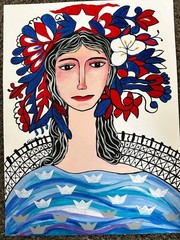 Acrylic On Cardboard 24×18 In Cuban Art GRISEL OFELIA „Series CAPULLO DE ALELI