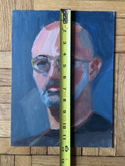 Vintage Portrait Acrylic Board Portrait Man Glasses 9 x 12 Peter Feldman