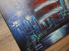 NYC Spray Paint Art – Patriotic New York City Scene – 16″x20″ Painting