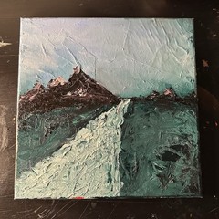River Painting Original Oil On Canvas 12×12” Landscape