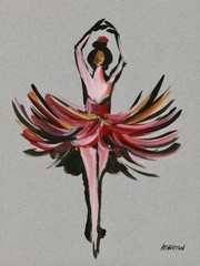 Atherton 9×12 Original Abstract Ballet Acrylic Painting „Dance Red Flame“ signed