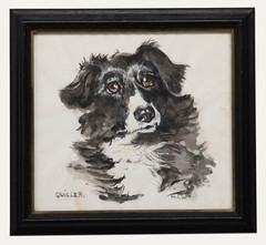 M.A.W – Framed 20th Century Watercolour, Quiller the Border Collie