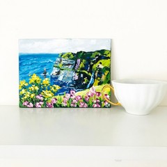 Cliffs of Moher Painting Irish Wall Art Original Art Ireland Oil Impasto 6 x 8″