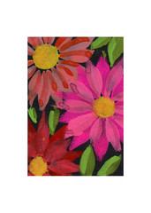 ACEO/ ATC Vibrant Daisies Mixed Media OOAK Artwork SaraClaireArt