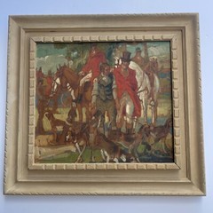 PERCIVAL ROSSEAU PAINTING PORTRAIT DOG HOUND HORSE FAMOUS RARE IMPORTANT ANTIQUE