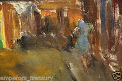 European Street Scene Oil Painting signed Pal Fried (American/Hungarian)