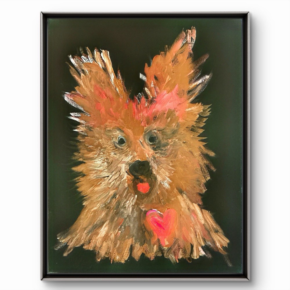 BLESSED#1561 Dog Terrier Cute 16×20 Original Canvas Abstract Art