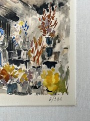 Franz Herbelot „La Madeleine et le Marche aux Fleurs“ Litho Watercolor Numbered
