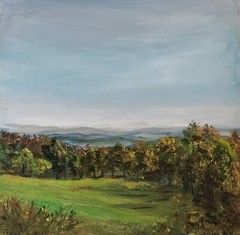 Original Oil Painting Landscape 10×10 Swiss Apls Handmade Art
